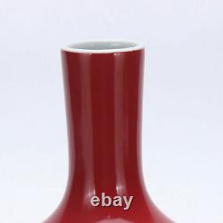 8.6 Antique old chinese porcelain Qing dynasty qianlong mark red glaze vase