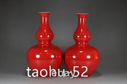 8.6Treasure Chinese Porcelain Qing Yongzheng Ruby Red Glazed Gourd Bottle