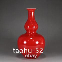 8.6Treasure Chinese Porcelain Qing Yongzheng Ruby Red Glazed Gourd Bottle