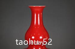 8.6Treasure Chinese Porcelain Qing Yongzheng Ruby Red Glazed Gourd Bottle