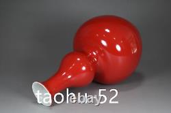 8.6Treasure Chinese Porcelain Qing Yongzheng Ruby Red Glazed Gourd Bottle