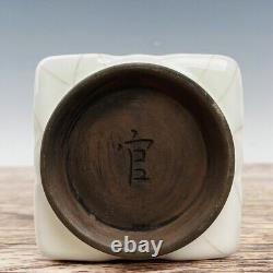8.7 Antique Chinese Porcelain Song dynasty guan kiln White glaze Square Vase