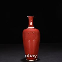 8.7 China Antique qing dynasty Porcelain kangxi mark red glaze Radish vase