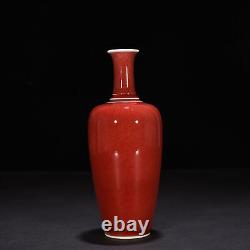 8.7 China Antique qing dynasty Porcelain kangxi mark red glaze Radish vase