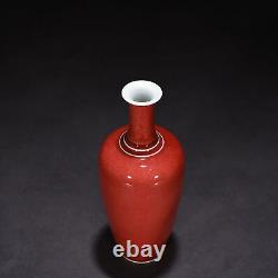 8.7 China Antique qing dynasty Porcelain kangxi mark red glaze Radish vase