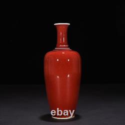 8.7 China Antique qing dynasty Porcelain kangxi mark red glaze Radish vase