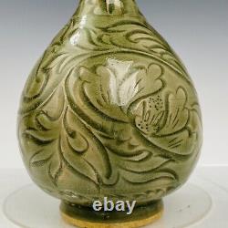 8.7 Chinese Antique Porcelain Song dynasty yaozhou kiln cyan glaze flower Vase