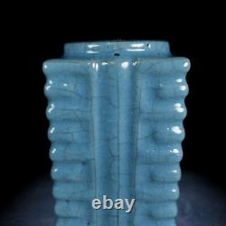 8.7 Old Chinese Porcelain Song dynasty ru kiln Blue glaze Ice crack Square Vase