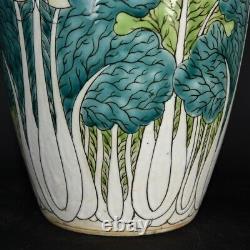 8.8 China porcelain qing dynasty kangxi mark wucai Chinese cabbage Pulm Vase