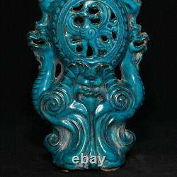 8.8 Chinese Antique Porcelain dynasty chai kiln Blue glaze Ice crack beast Vase