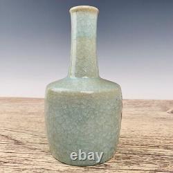 8.8 Chinese Porcelain Song dynasty ru kiln SongHuiZong mark cyan Ice crack Vase