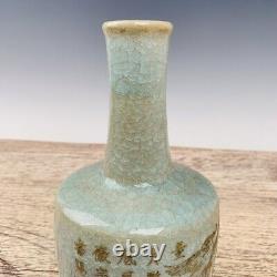 8.8 Chinese Porcelain Song dynasty ru kiln SongHuiZong mark cyan Ice crack Vase