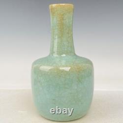 8.8 Chinese Porcelain Song dynasty ru kiln museum mark cyan gilt Ice crack Vase