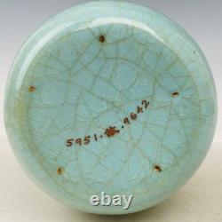 8.8 Chinese Porcelain Song dynasty ru kiln museum mark cyan gilt Ice crack Vase