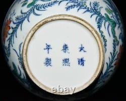 8.8 china antique qing dynasty kangxi mark porcelain doucai flower pattern vase