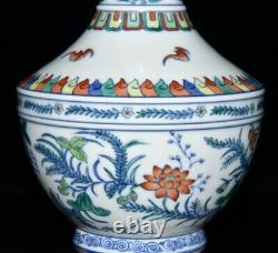 8.8 china antique qing dynasty kangxi mark porcelain doucai flower pattern vase