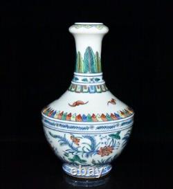 8.8 china antique qing dynasty kangxi mark porcelain doucai flower pattern vase