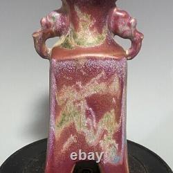 8.9 Old Antique Song dynasty Porcelain jun kiln fambe double ear Four foot vase