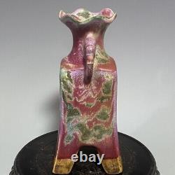 8.9 Old Antique Song dynasty Porcelain jun kiln fambe double ear Four foot vase