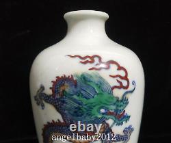 8 Chinese Old Antique Porcelain qing dynasty kangxi mark doucai dragon Vase