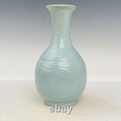 8 Old Chinese Porcelain song dynasty ru kiln museum mark cyan glaze flower Vase