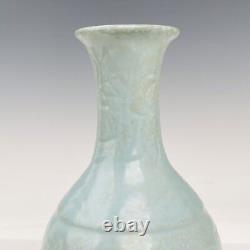 8 Old Chinese Porcelain song dynasty ru kiln museum mark cyan glaze flower Vase