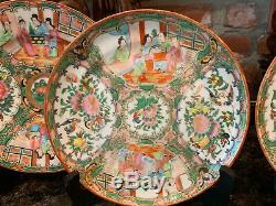 8 pc. Antique Chinese Rose Medallion China Plate Porcelain Canton Famille Rose