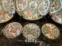 8 pc. Antique Chinese Rose Medallion China Plate Porcelain Canton Famille Rose