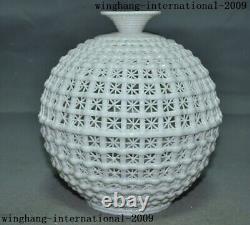 8Old Chinese Dehua White porcelain glaze carved Zun Cup Bottle Pot Vase Statue