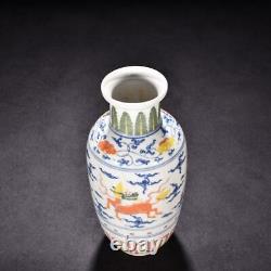 9.0 china old antique ming dynasty chenghua mark porcelain kylin pattern vase