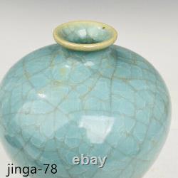 9.1 Chinese old Song dynasty Porcelain ru kiln Blue glaze Ice crack pulm vase