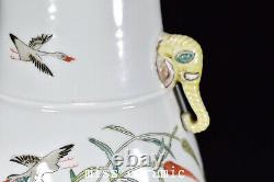 9.1 Chinese porcelain qing dynasty daoguang mark famille rose flower bird Vase