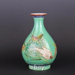 9.3 Collect Chinese Qing Porcelain Basso-relievo Cabbage Insect Mantis Vase
