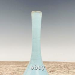 9.5 Chinese Antique Porcelain Song dynasty jun kiln cyan glaze open slice Vase