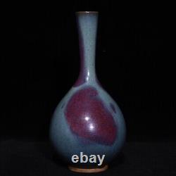 9.5 Old Antique Song dynasty Porcelain jun kiln blue glaze fambe Long neck vase