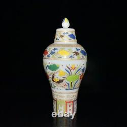 9.8 Chinese Multicolored glazed plum vase of Chenghua period in Ming Dynasty