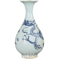 9.8 Chinese Old Antique Porcelain yuan dynasty Blue white dragon Yuhuchun Vase