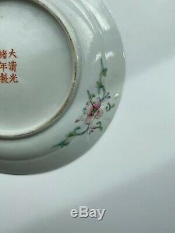 A Antique Chinese Porcelain Millefleur Rose Plate Dish with Guangxu Mark
