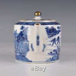 A Chinese Blue & White Porcelain 18th Ct Qianlong Period Teapot With Landscape