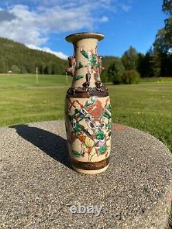 A Chinese Nanking Crackle Ware Porcelain Vase Warrior Horse Motive Early 20 th c