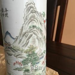 A Chinese Porcelain Hatstand Vase Landscaping with Caligraphy