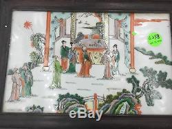 A Chinese Porcelain Plaque In Frame
