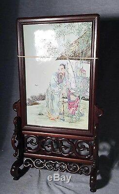 A Chinese Porcelain Table Screen Plaque
