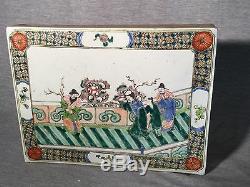 A Chinese Porcelain Tile with Paintings on Two Sides