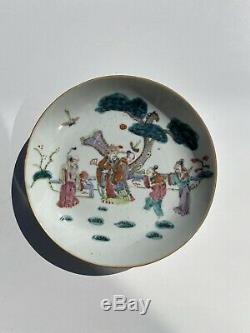 A Fine Rare Antique Chinese Porcelain Tongzhi Figure Plate / Dish Mark Period #3