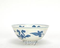 A Finely Painted Chinese Blue and White Floral Porcelain Bowl