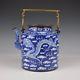 A Large 19th Ct Chinese Blue & White Porcelain Teapot / Kettle With Dragons