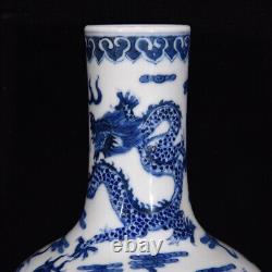 A Pair Beautiful Chinese Hand Painting Blue&white Porcelain Dragon Vase