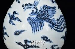 A Pair Beautiful Chinese Hand Painting Blue&white Porcelain Phoenix YuHuChunVAse