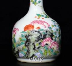 A Pair Beautiful Chinese Handmade Painting Famille Rose Porcelain Flowers Vase